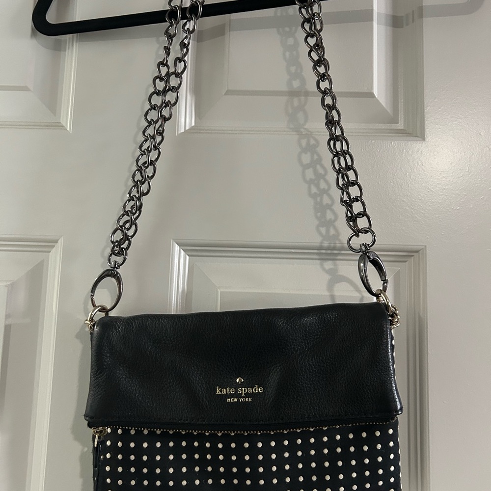 kate spade Black Studded Leather Crossbody with Chain Strap